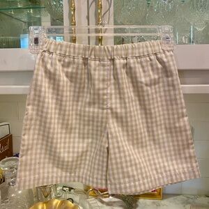 The Beaufort Bonnet Company Tan Gingham Kids Shorts
